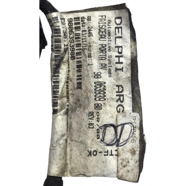 Chicote Porta Dianteira Passageiro C4 Lounge 1.6 Thp 2017